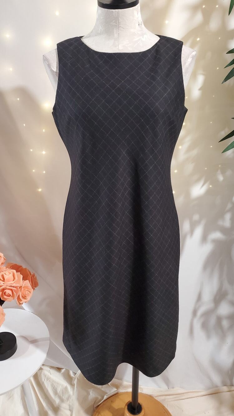 Vtg Lauren Ralph Lauren Wool Diamond Windowpane Sheath Dress Size 8 Academia